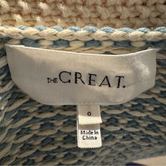 THE GREAT. the minicheck lodge cardigan in morning sky 0 XS - Picture 8 of 10